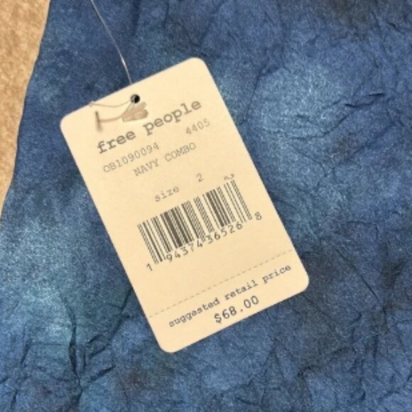 NWT sz 2 Free People tie dye blue mini skirt crinkle fabric side zip silky flowy - Picture 3 of 6